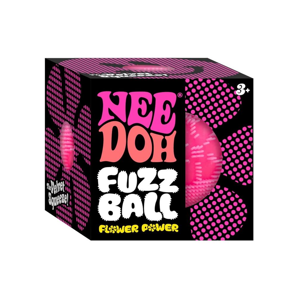NeeDoh Fuzz Ball Flower Power - PINK | Velvet Sensory Squish - NIB!